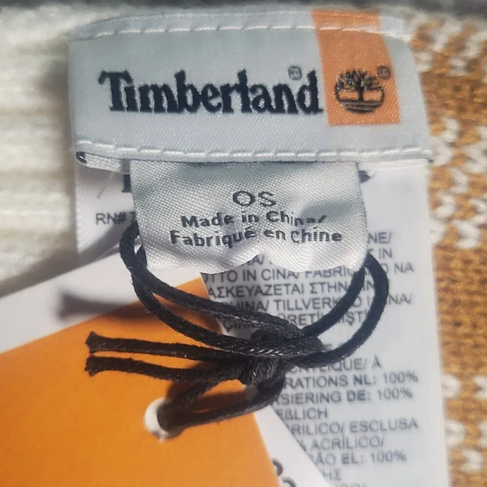 NWT! Timberland Women's White/Mustard Brown Plaid Knit Scarf
